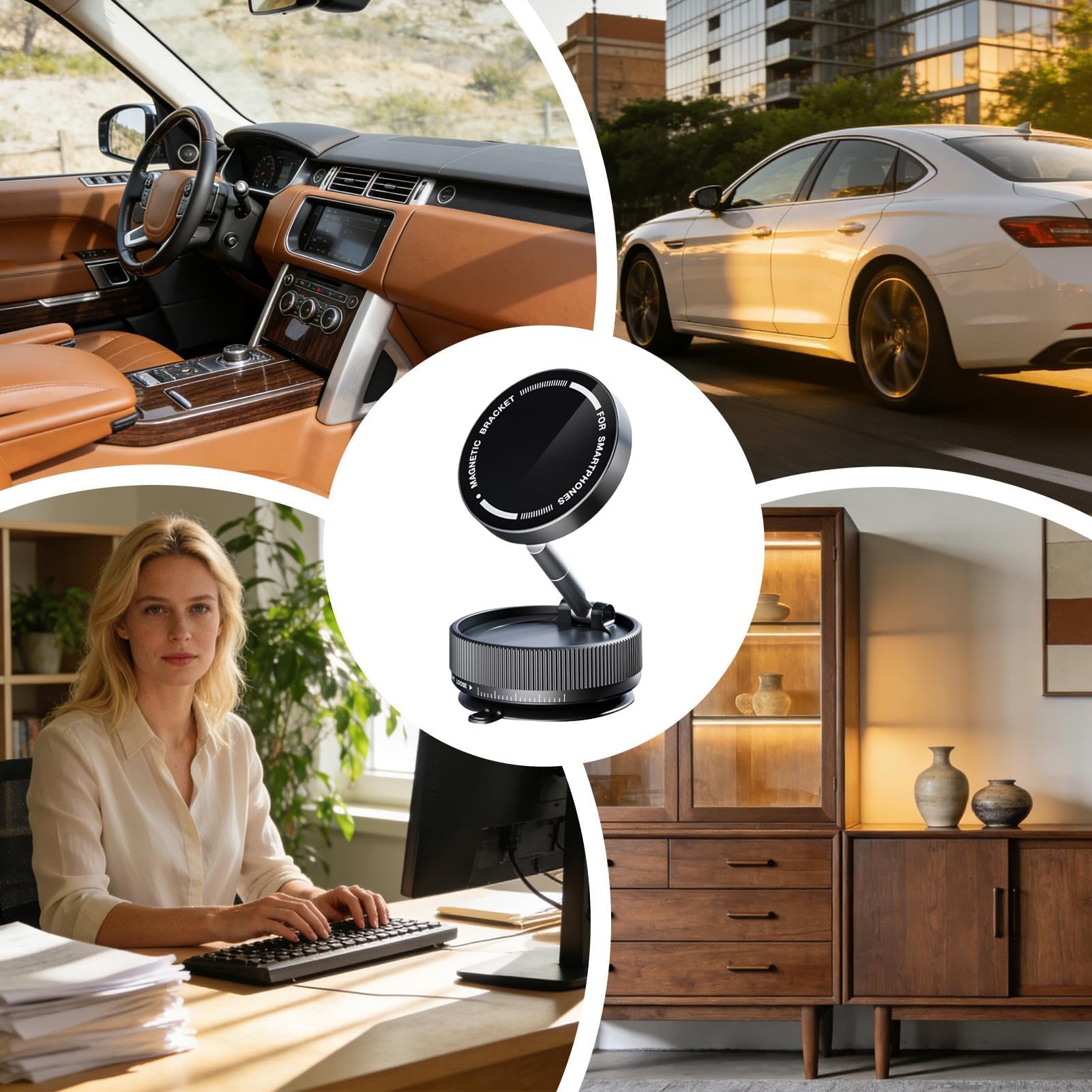 Soporte magnético para teléfono de coche, soporte universal para teléfonos inteligentes, soporte de ventosa fuerte con rotación de 360° para escritorio, gimnasio, cocina, viajes y desplazamientos