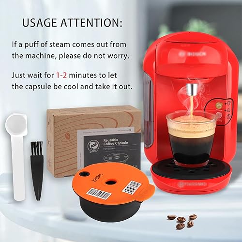 Miniatura 7 de Cápsulas de café recargables, cápsulas de café reutilizables de 7.4 fl oz para máquina de café Bosch Tassimo, cápsulas de café recargables con tapa