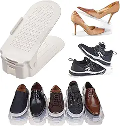 Kit 20 Organizadores de sapato, saltos e tênis com regulagem de altura - Branco