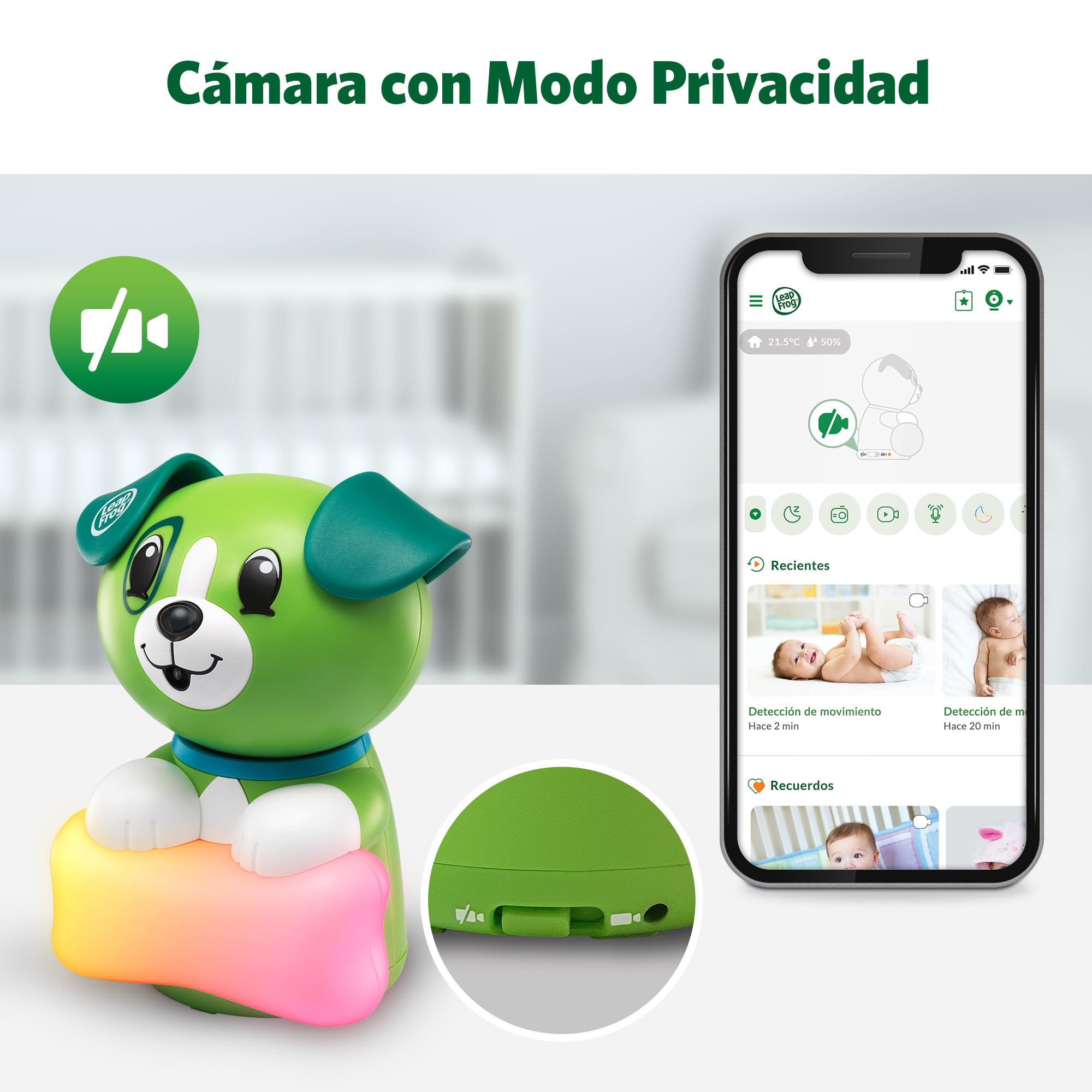 LeapFrog LF2911 Scout Connected Baby Monitor, WI-FI, FHD 1080p, Free App Remote Access, Rotate-Tilt-Zoom, 2-Way Audio, Colour Night Light, Infrared, Melodies, Sound/Motion Alerts