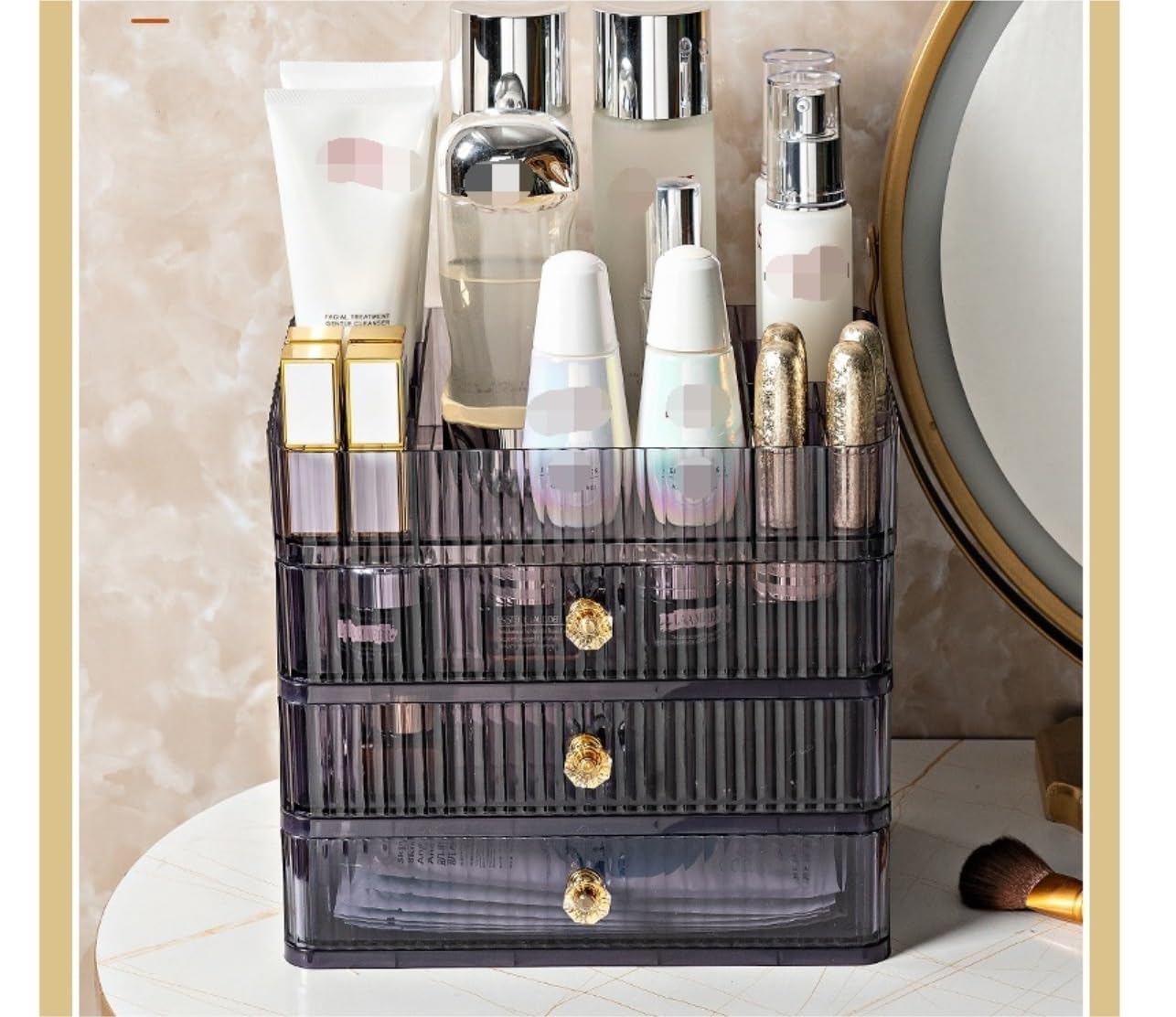Organisateur Maquillage Organisateur De Maquillage Pour Comptoir De Vanité, Vitrines De Cosmétiques Avec Étui De Rouge À Lèvres Et Tiroirs, Rangement De Soins De La Peau Organisateur Cosmétique ( Colo