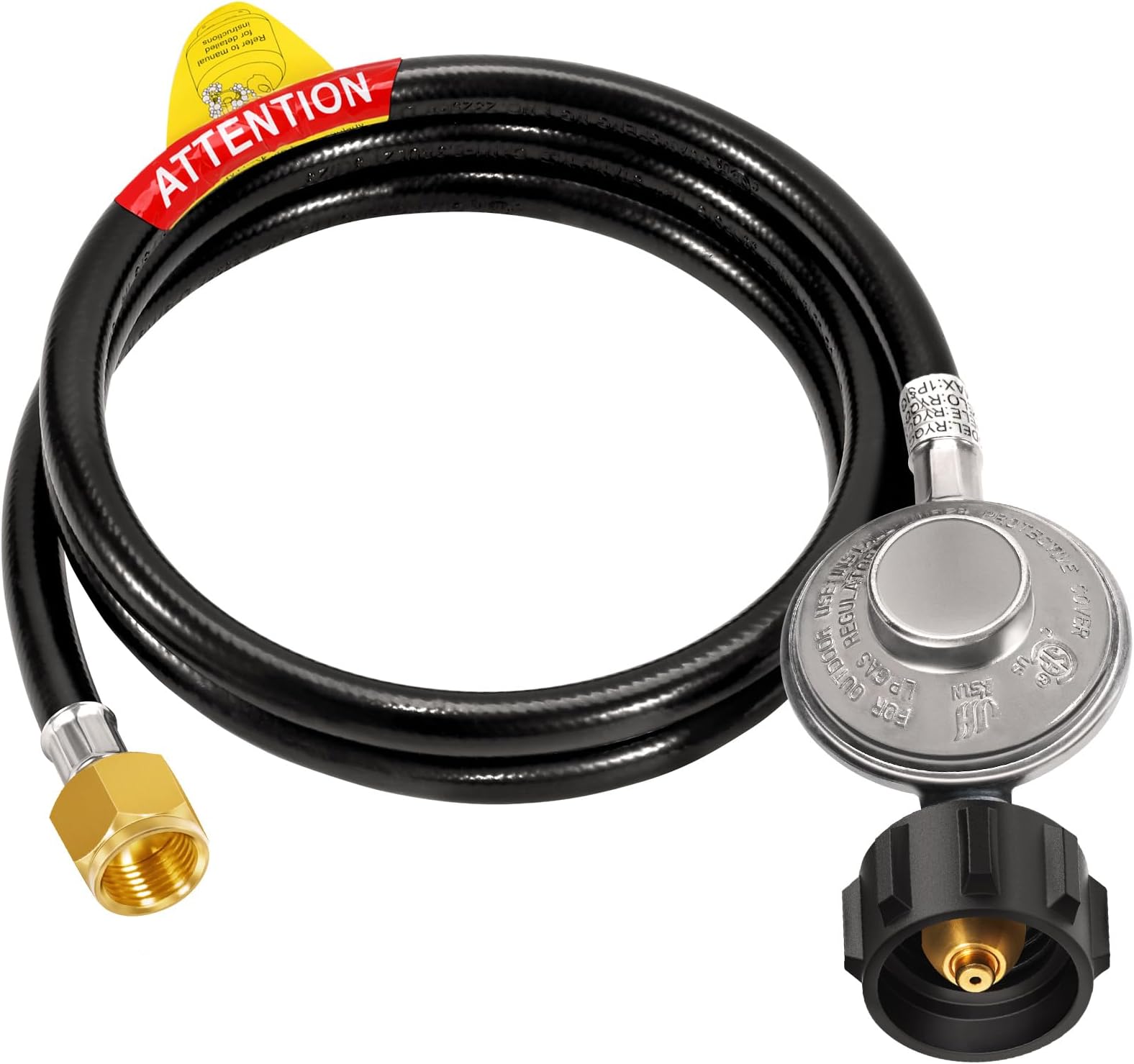 6 Feet Low Pressure Propane Regulator with CSA Certified LPG Hose Most LP Gas Grill, Heater and Fire Pit Table, 3/8 Female Flare Nut