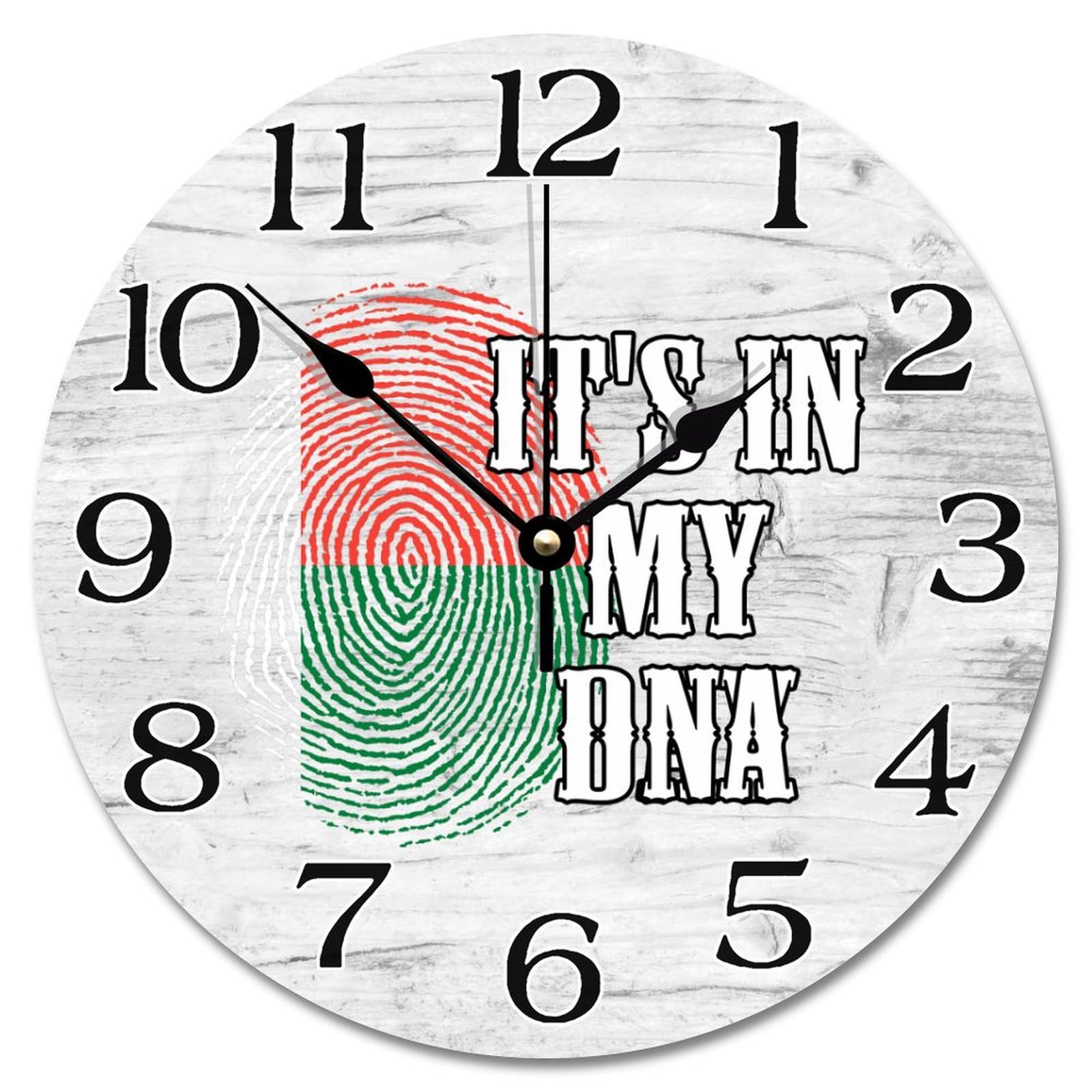 Horloge murale Madagascar de 25,4 cm avec mécanisme silencieux à piles style rustique