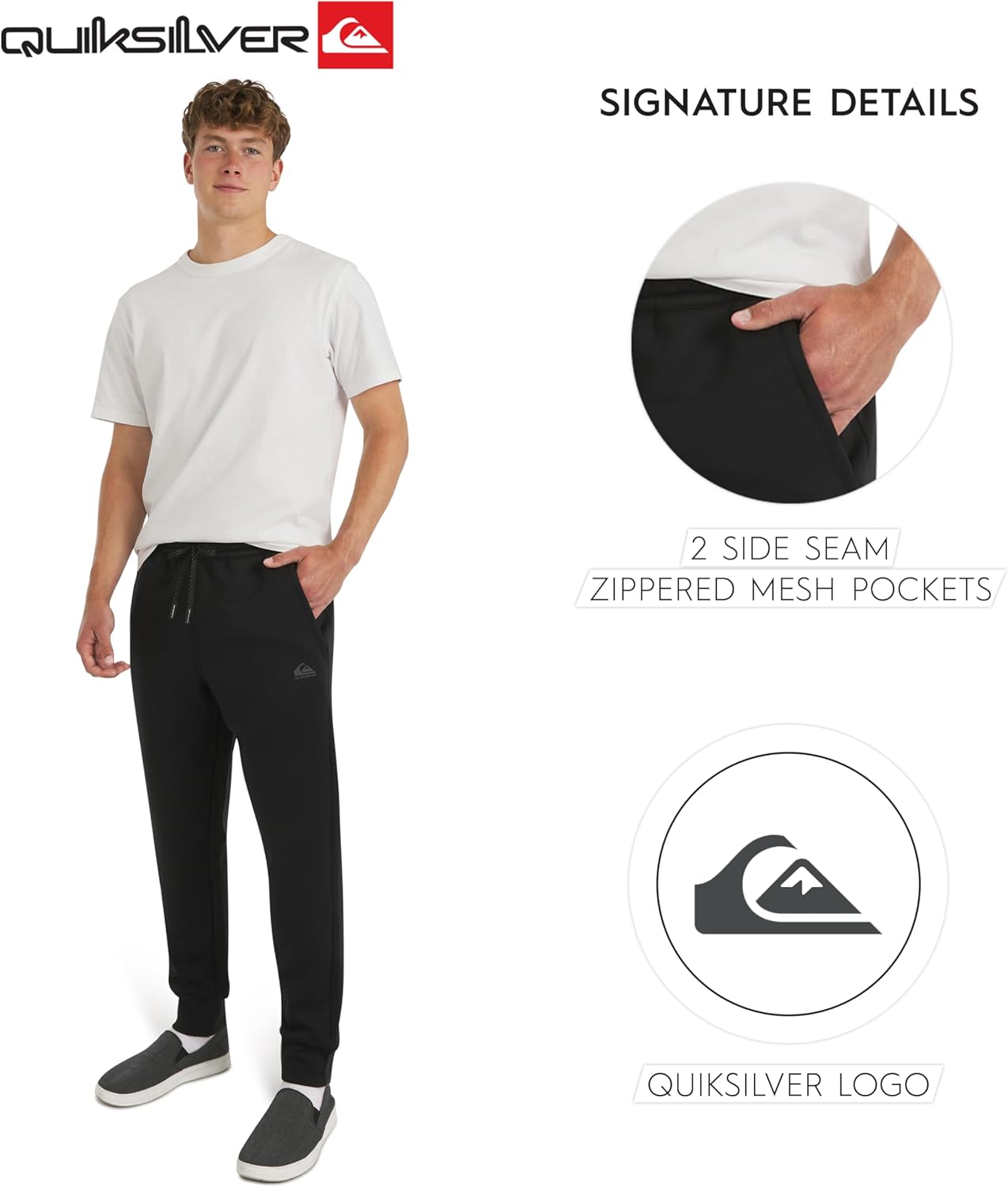 Quiksilver Men's Regular Fit Active Performance Heavyweight Jacquard Mesh and Polar Fleece Jogger Pants (S-XL) - Image 6