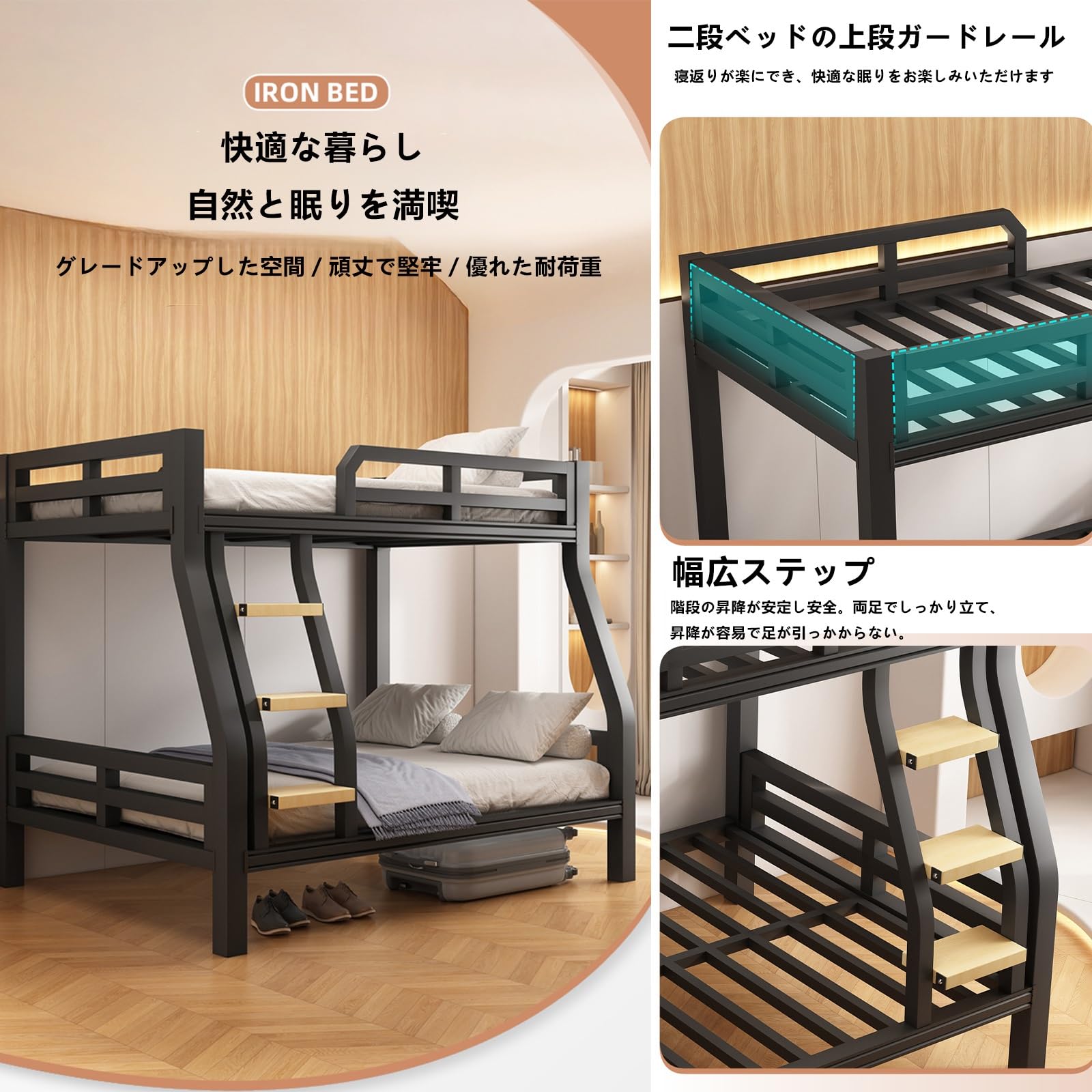 Amazon|NEONMAN 二段ベッド 大人用 ロフトベッド 2段ベッド 頑丈 Amazon|NEONMAN 二段ベッド 大人用 ロフトベッド 2段ベッド 頑丈