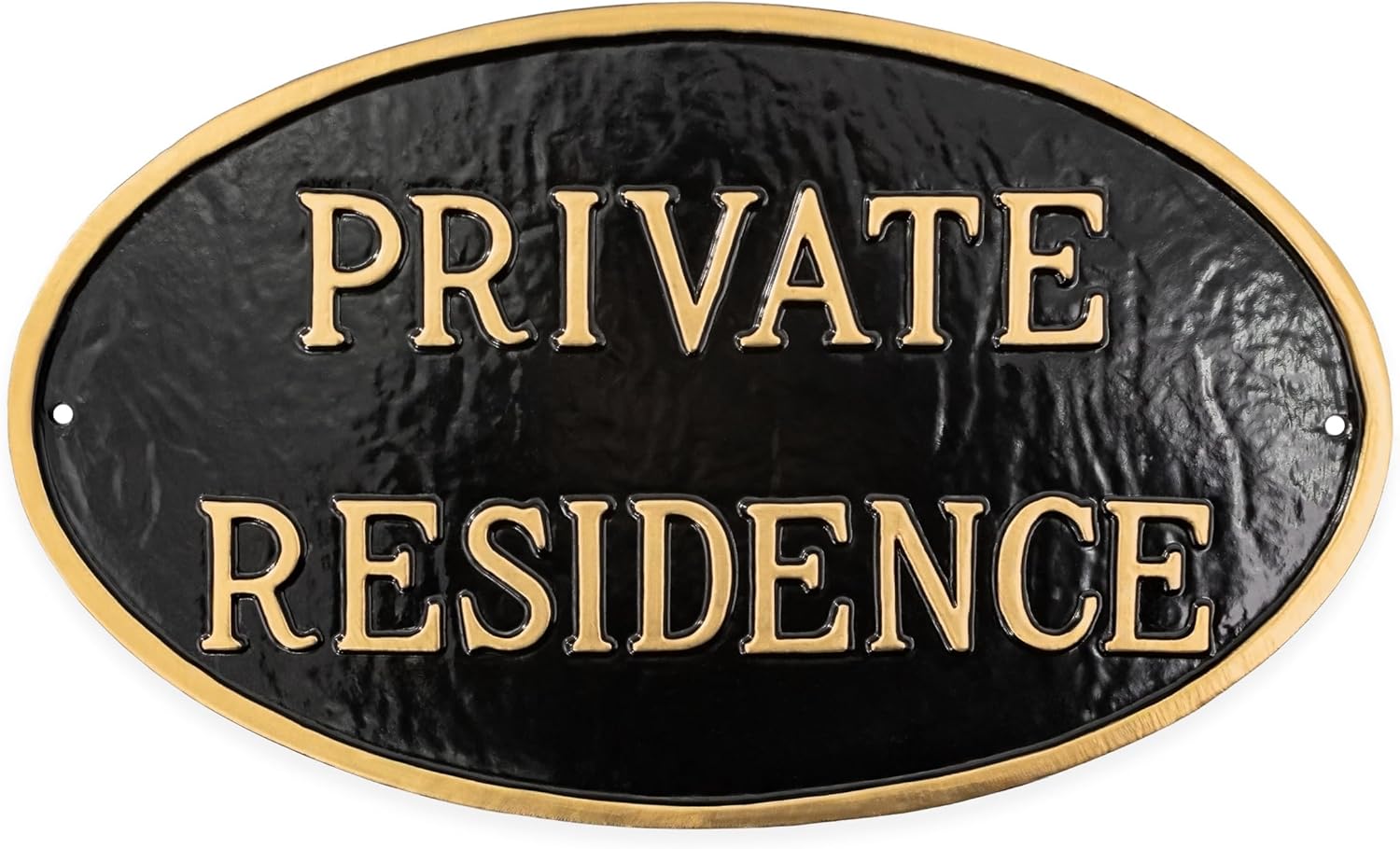 Montague Metal Products Private Residence Sign – Hunter Green & Gold Wall Mounted Oval Metal Plaque, 6” x 10” Outdoor Home Private Property Sign