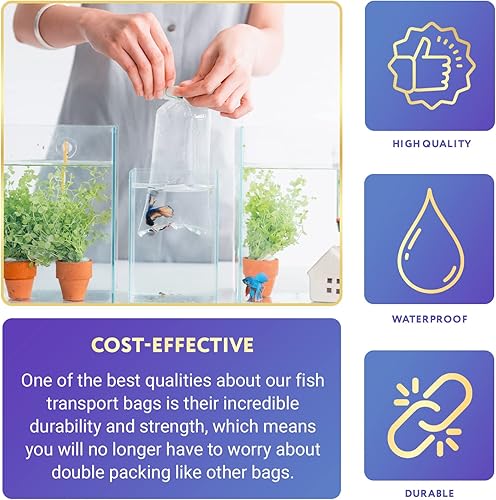 Miniatura 4 de APQ - Bolsas de plástico transparente para peces de 12 x 18 pulgadas, paquete de 100 bolsas de pescado grandes para el transporte, bolsas de