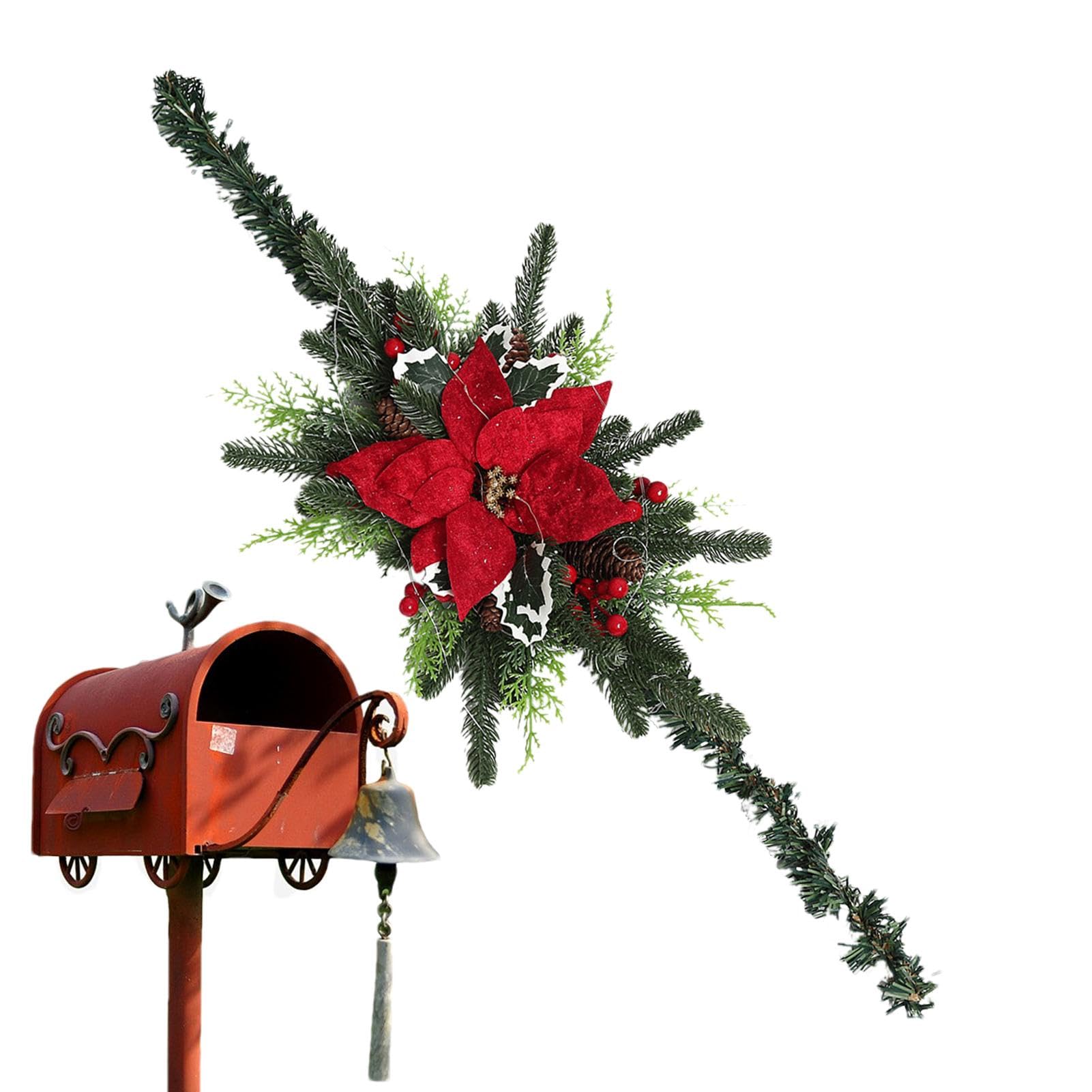 Swag de Noël pour boîte aux lettres avec lumière LED étanche