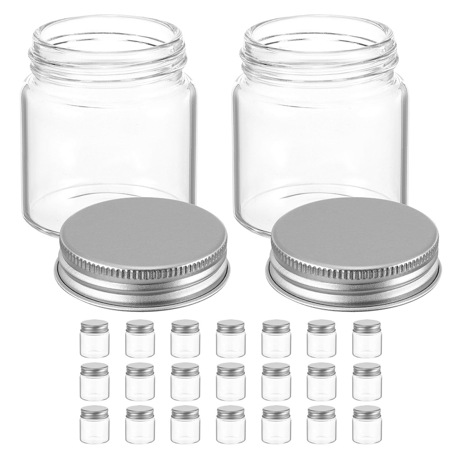 SHINEOFI 30 małych słoików do przetworów | 50 ml mini słoiki Mason | Szklane pojemniki Mason z pokrywkami na galaretkę, dżem, miód, deser, przyprawy, upominki ślubne, świece