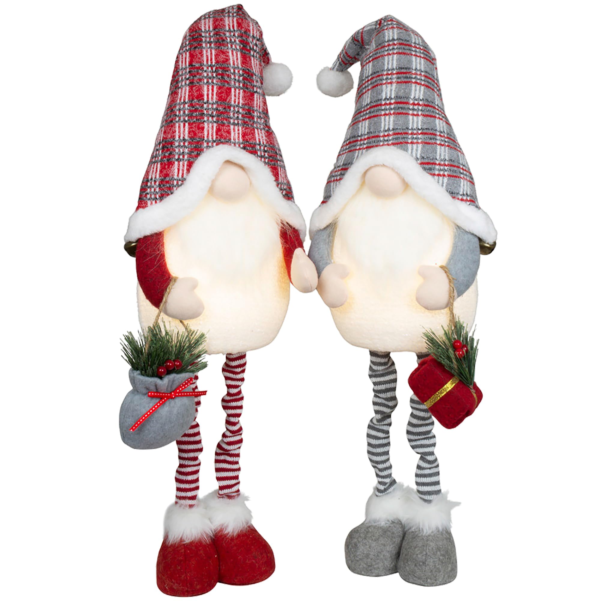 Brandsseller Weihnachtswichtel 55 cm mit LED – Skandinavische Figuren, detailreiche GNOME als dekorative Winterdeko für Tisch, Fenster & Wohnzimmer, Paar