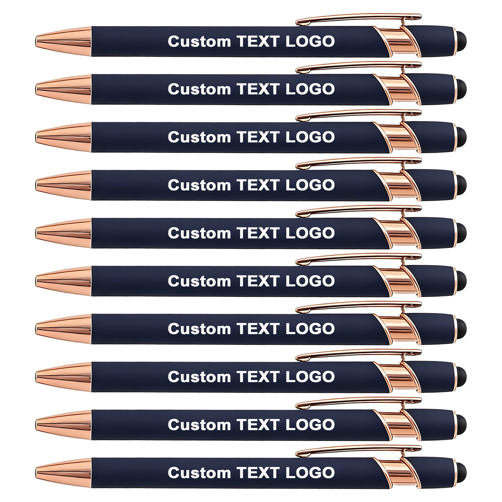 HEYZARDA Personalised Ballpoint Pens with Name Text Logo Custom for Office Business Bulk, blue 50 Pc — image 1