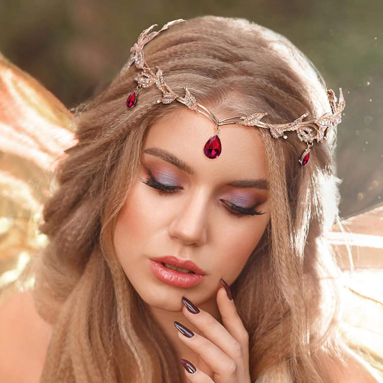 Diadem diadem dla panny młodej, regulowana korona dla panny młodej, diadem elfa retro, diadem elfa, na cosplay, wesele, imprezę, festiwal renesansowy, Boże Narodzenie, urodziny