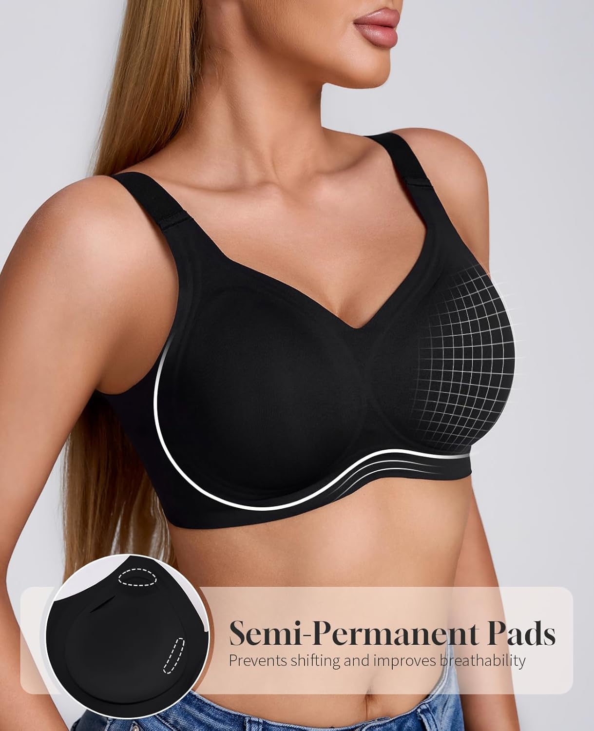 HTZMO Womens Wireless Jelly Bras Push Up Bra Full Coverage No Underwear Seamless Plus Size Older Comfortable Everyday Bras - Image 3