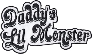 Daddy's Lil Monster Patch Name Tag Badge Iron On Embroidered
