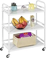 Vista 7 de 3-Tier Metal Utility Multipurpose Rolling Cart,Large Capacity Heavy Duty Cart with Lockable Wheels for Kitchen,Living Room,Office,Bathroom Storage