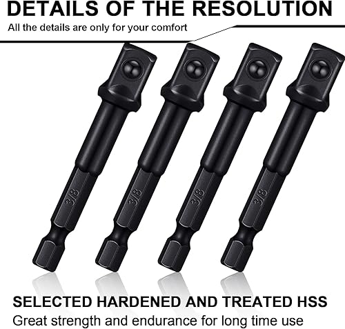 Miniatura 3 de Adaptador de impacto cuadrado para taladros, extensión de puntas de controlador, adaptador de enchufe de impacto hexagonal para bricolaje automotriz