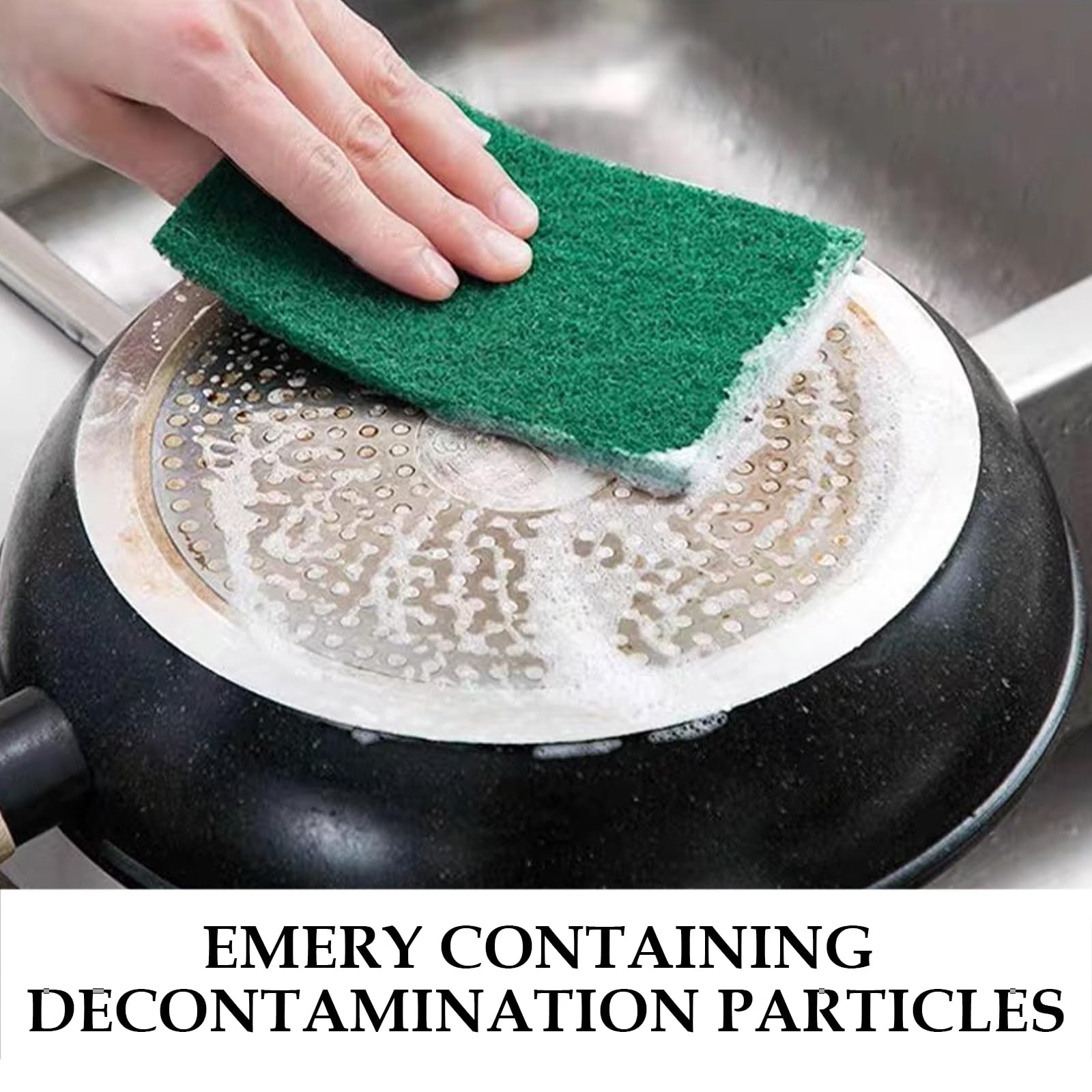 SCRUBIT Multi-Purpose Scouring Pad - Non-Scratch Cleaning Sponges For Pots, Pans, Dishes, Utensils & Non-Stick Cookware - Scrubbing Pads Use For Kitchen, Bathroom - 6 Pack Dish Sponge (Green