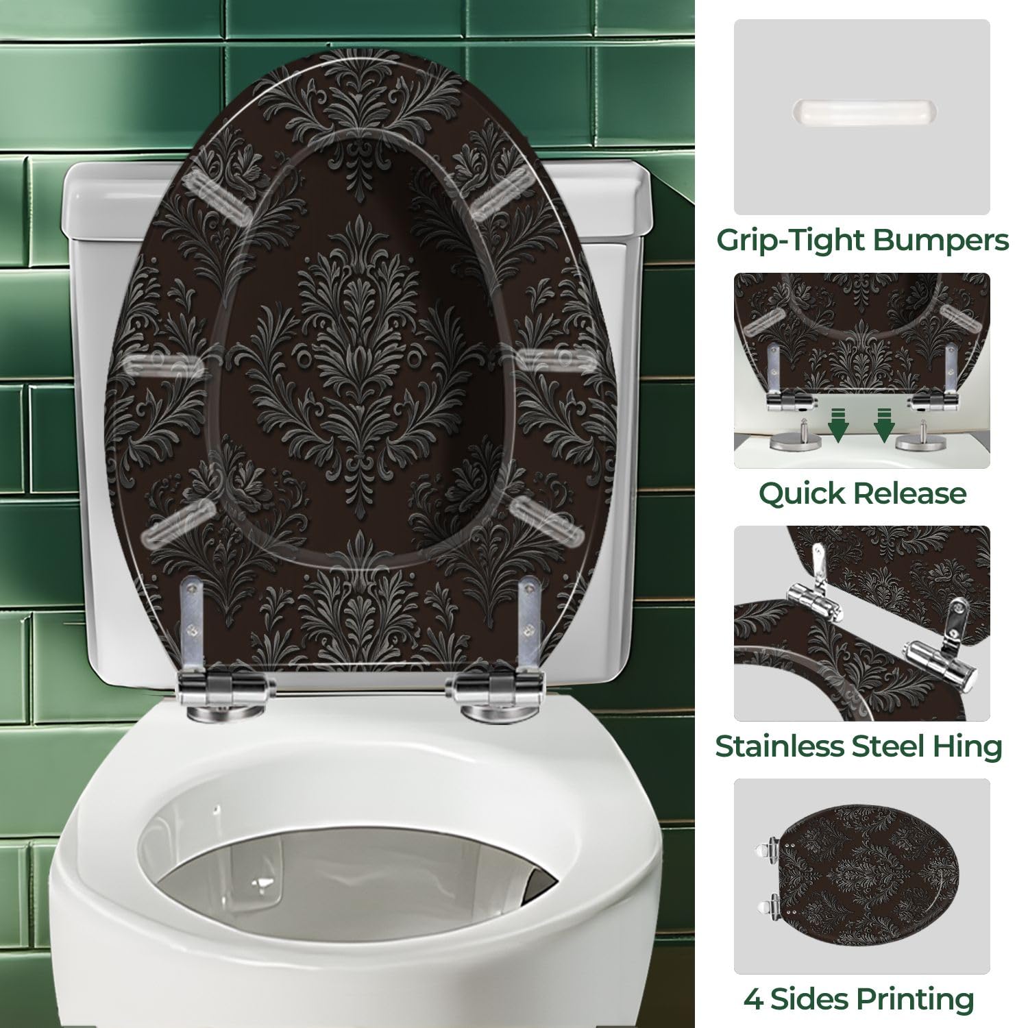 Asiento de inodoro alargado genérico de resina para baño doméstico