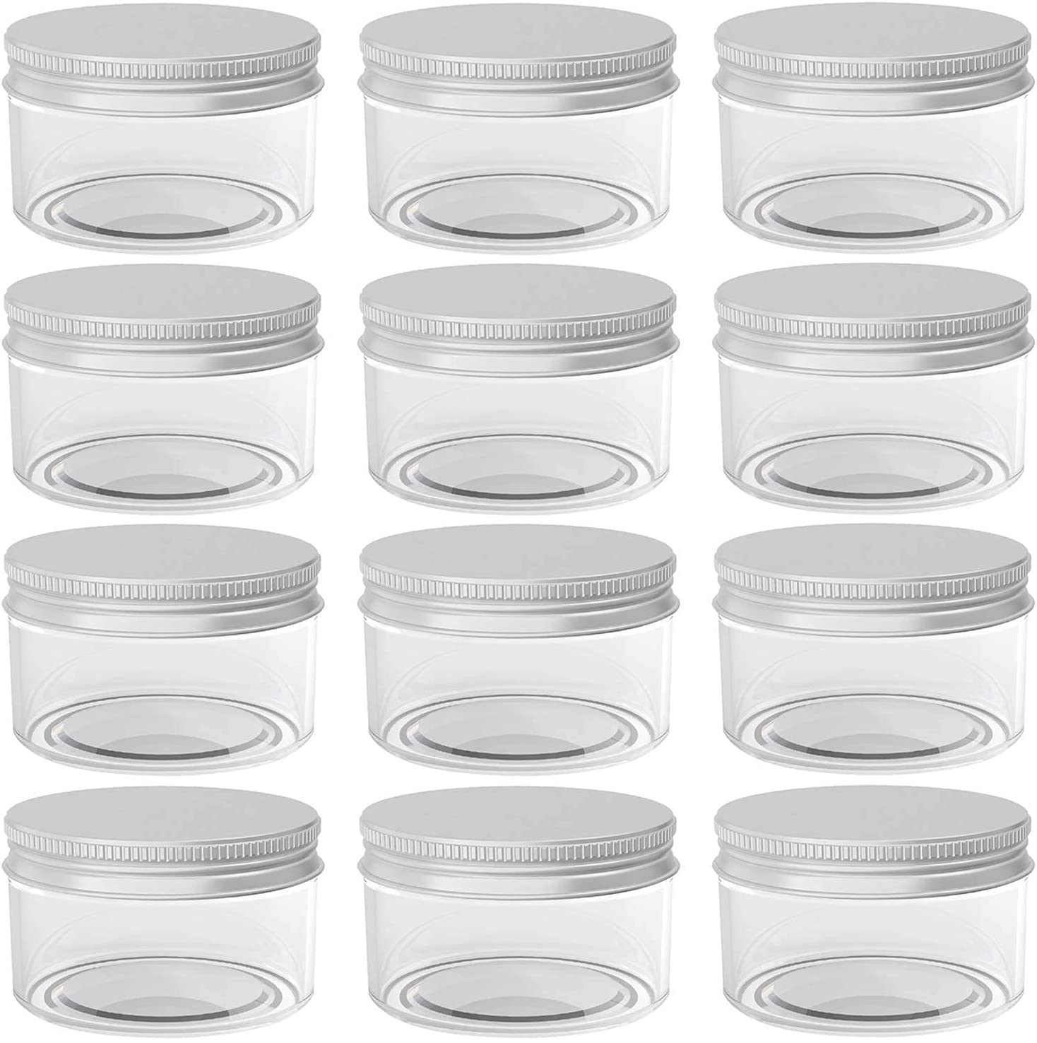 hunky dory 12pcs 50ml PET Jar Unbreakable Plastic Transparent with Aluminium Cap Cosmetics Shan Container for Creams,Lip Balm, Body Butter, Essential oil, Costemic, Makeup Use (Pack of 12)-picture-40