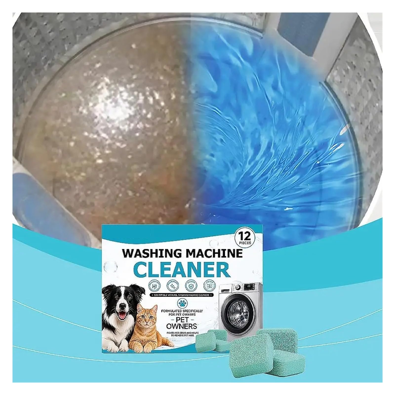 washing machine cleaner tablets Waschmaschinenreiniger-Tabletten gegen Tierhaargeruch(2pcs)