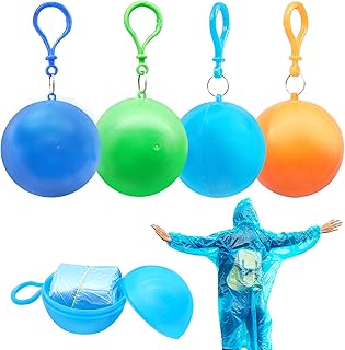 BLLREMIPSUR 4 Pack Portable Raincoats Ball, Disposable Emergency Raincoats for Kids, Waterproof Rain Poncho for Traveling,...