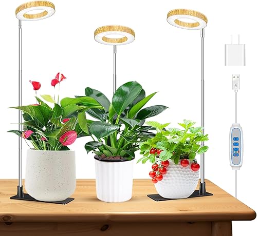 Miniatura 12 de Luces de Crecimiento para Plantas de Interior, Luz de Halo de 48 LEDs de Espectro Completo para Plantas de Interior, Lámpara de Cultivo de Altura