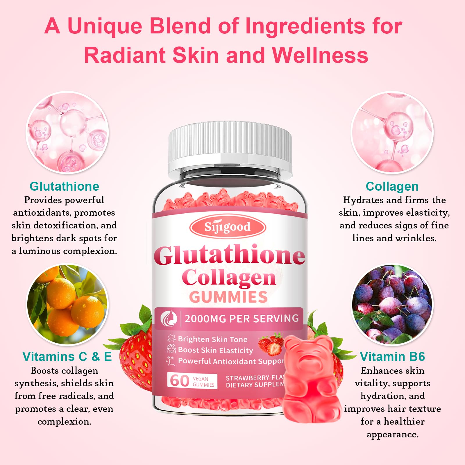 glutathione collagen gummies review Amazon.com: Sijigood Glutathione Collagen Gummies, Skin Brightening &  Anti-Aging, Supports Hair, Skin & Nail Health, Glutathione Supplement for  Women, Strawberry Flavor, 60 Count : Everything Else