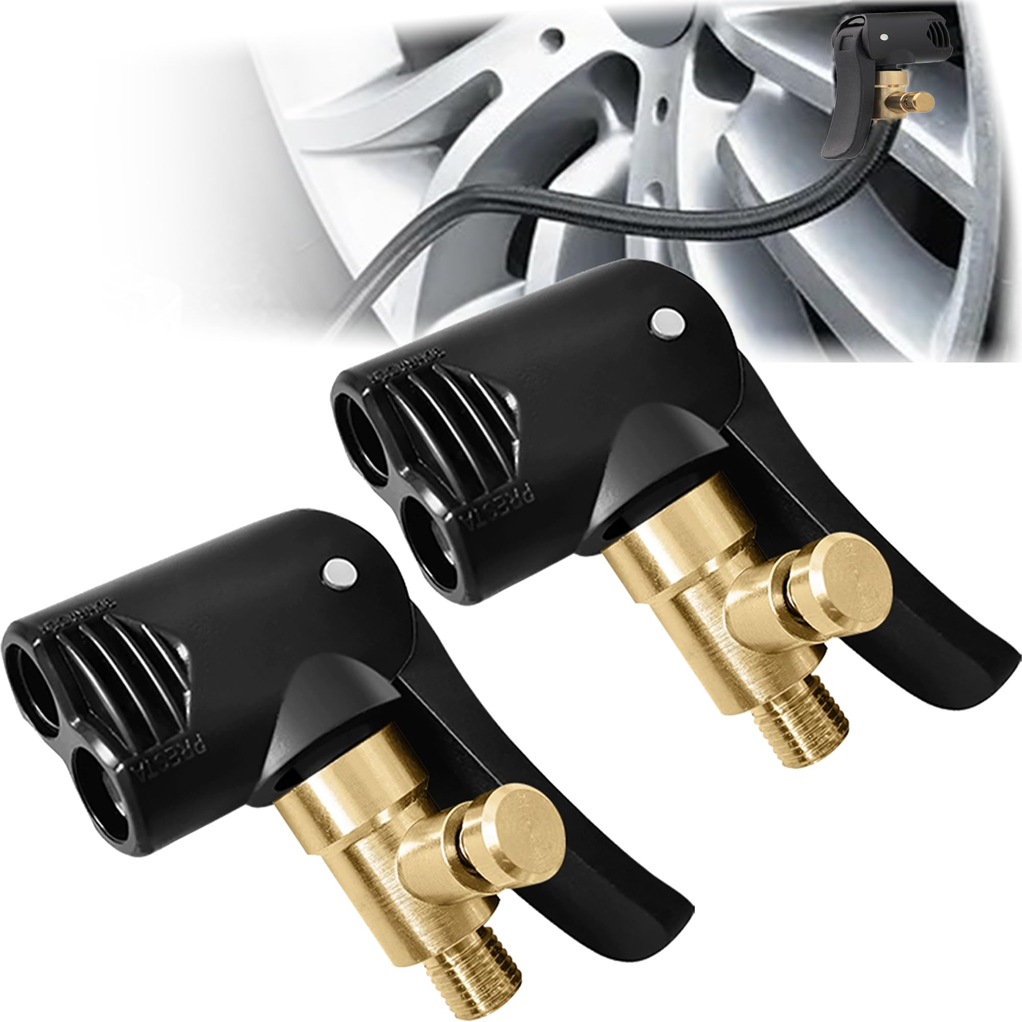 YUEMING 2szt Adapter do pompowania opon elementami, amerykański i francuski standard wtyczka dźwigniowa, przyłącze zaworu, adapter do pompek, adapter do samochodu, motocykla, roweru