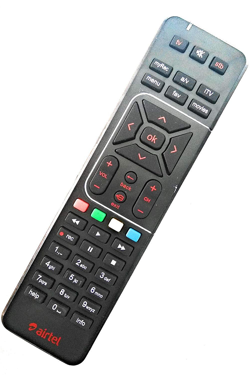 Airtel DigitalTV DTH Remote SD/HD/HD Recording Compatible for Television (Shining Black )