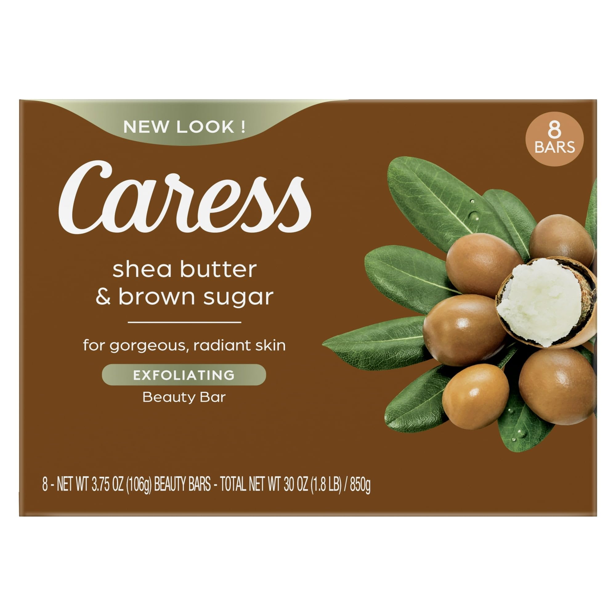 Caress Shea Butter Brown Sugar Beauty Bar Soap 8 Count