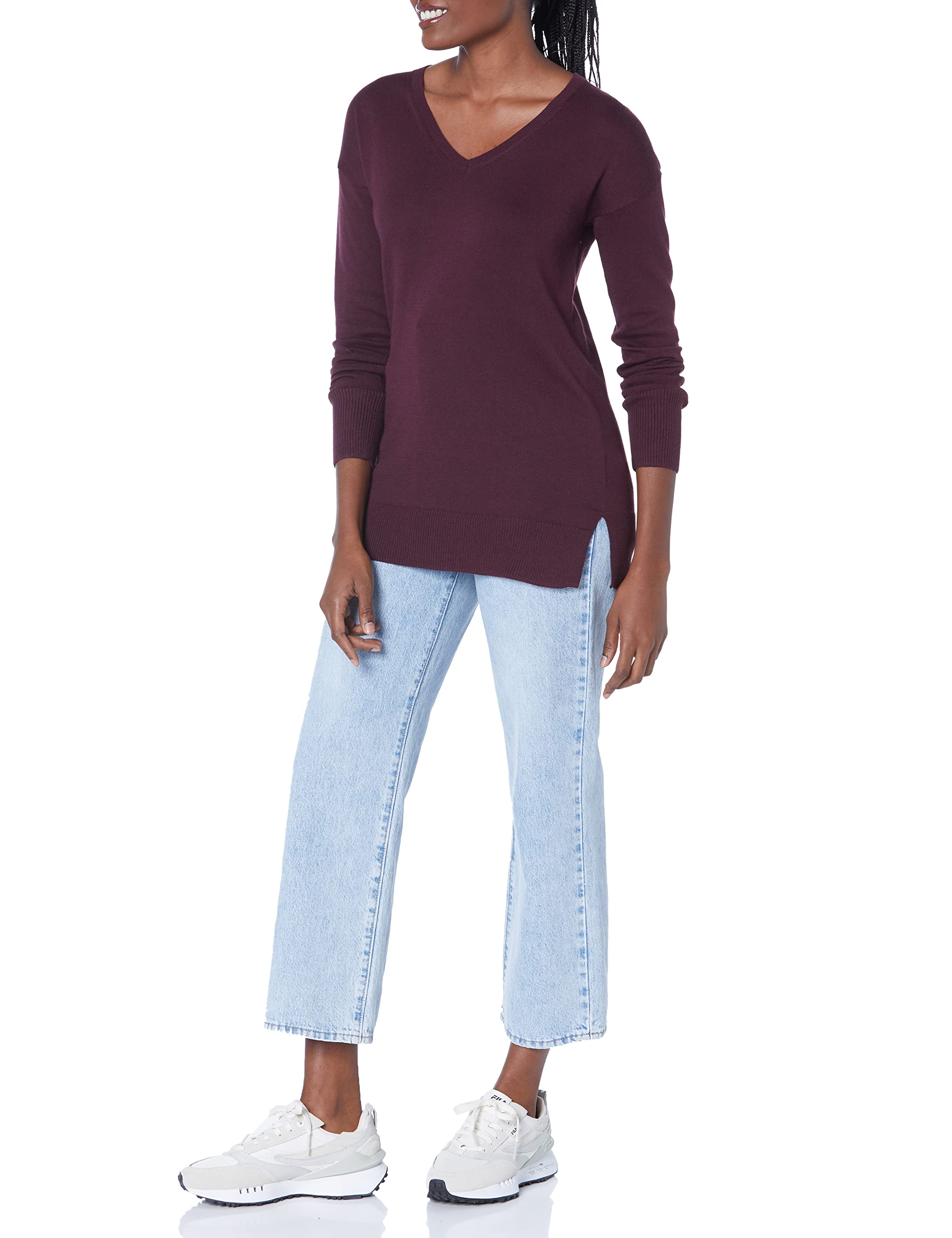 Amazon Essentials Maglione A Tunica Leggero A Maniche Lunghe Con Scollo A v (Disponibile In Taglie Forti) Donna