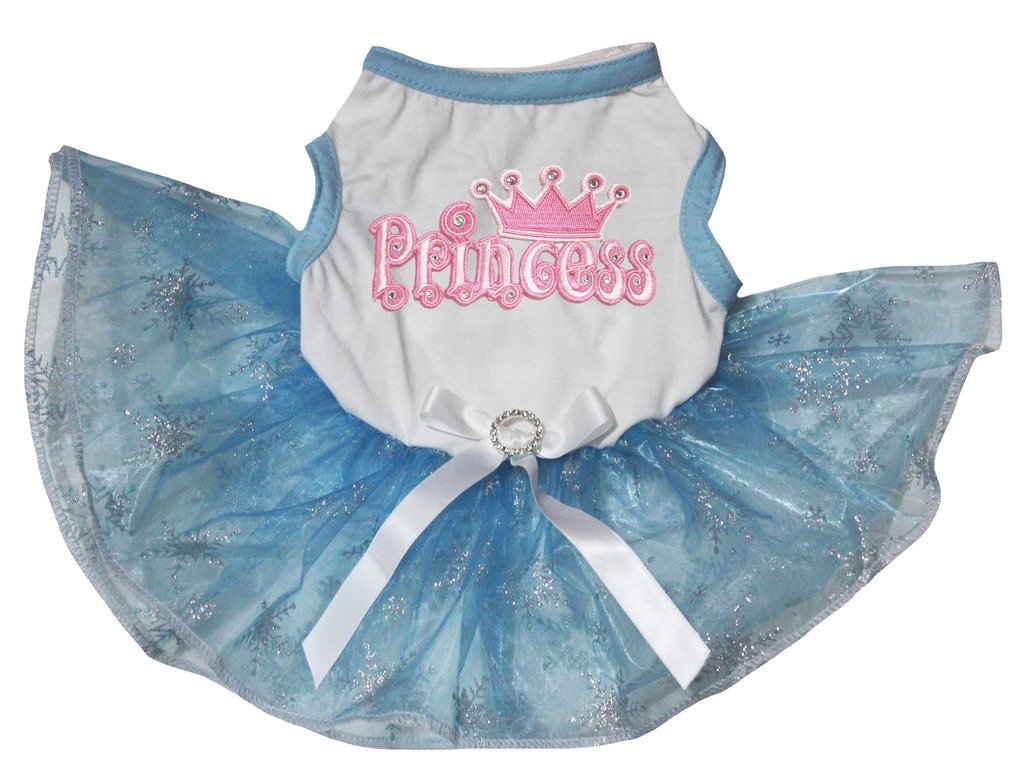 Robe princesse pour chiot facile à enfiler vêtement tutu bleu et blanc confortable