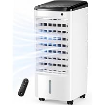 Windowless Portable Air Conditioner, 22.1" Evaporative Air Cooler with Remote, 120&deg; Oscillation Swamp Cooler for Room No Window, 3 Speed, 4 Modes, Timer, 6 Ice Packs, Quiet AC Unit for Bedroom, White