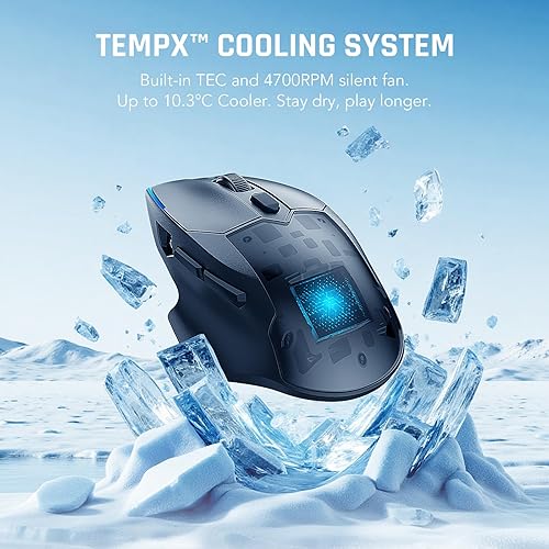 Miniatura 3 de Black Shark Funcooler - Mouse inalámbrico para juegos, refrigeración y calefacción activa, frecuencia de sondeo dual de 8 KHz, sensor óptico de 30 K