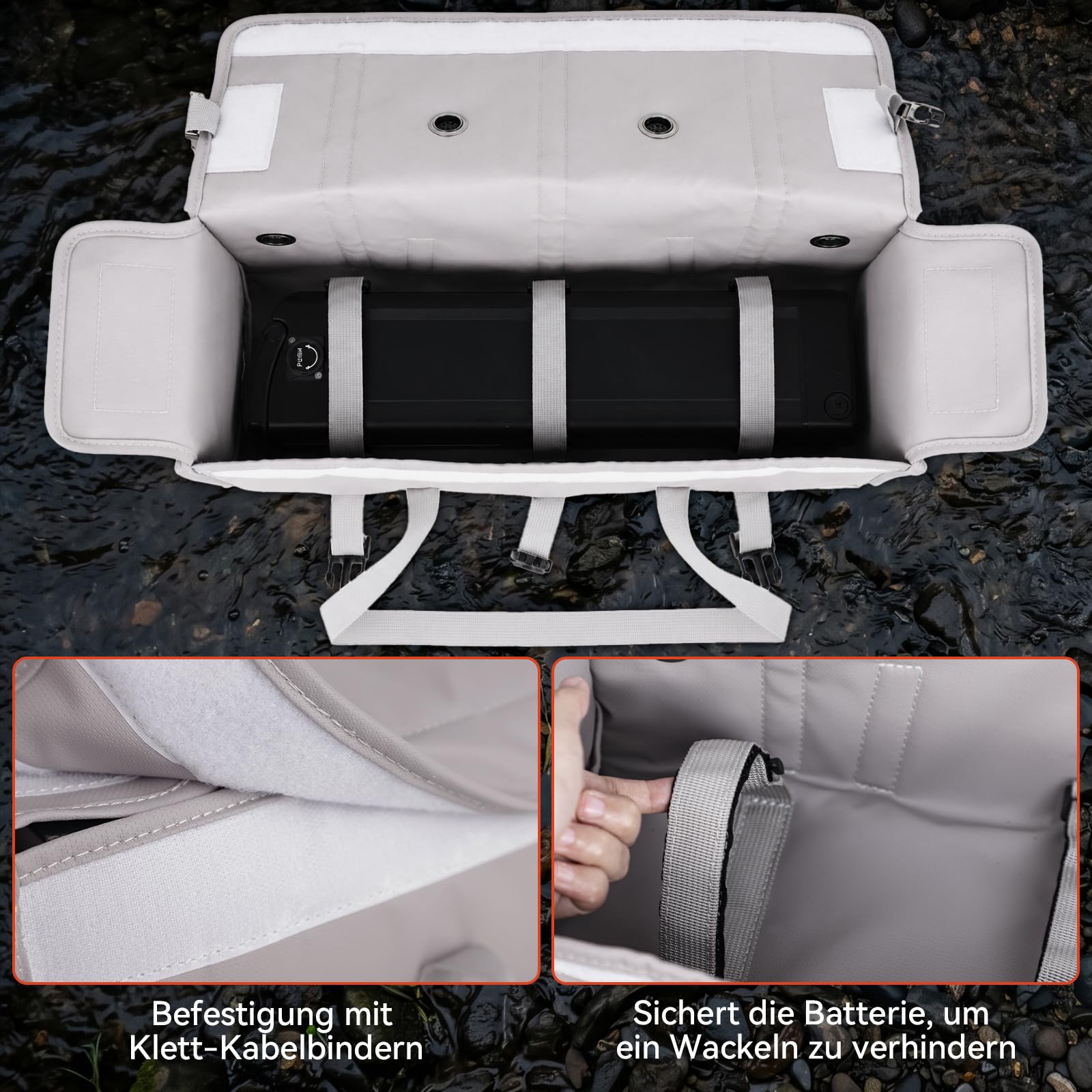 Tamfile E-Bike Akku-Tasche, Feuerfeste Explosionssicher Ebike Akkutasche, 49 x 15 x 15 cm Große Kapazität Aufbewahrungstasche für Fahrrad Akku Lipo-sichere Tasche für Lagern, Laden, Transportieren | Explosionsgeschützte Entlüftungsöffnungen
