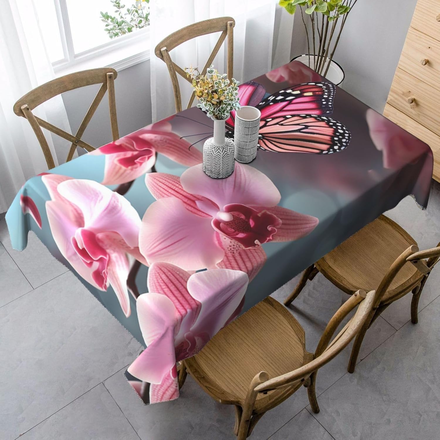 Nappe rectangulaire orchidée 140x200 cm en tissu imperméable