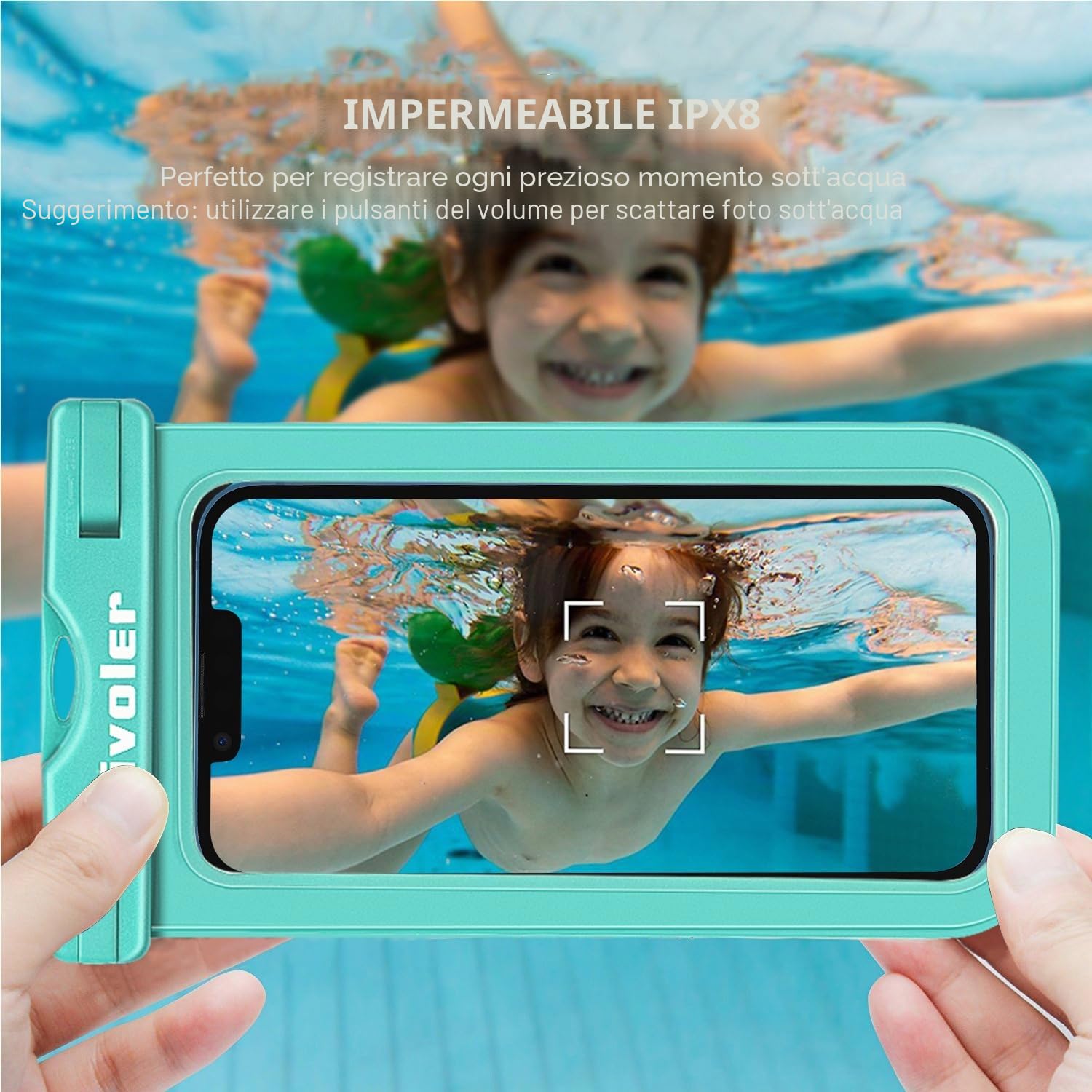 iVoler Kit Impermeabile con Borsa Marsupio e Custodia Smartphone IPX8 per Sport Acquatici Pesca Vela Sci Mare Escursione, Protezione per Cellulare Portafoglio Documenti - Verde Menta