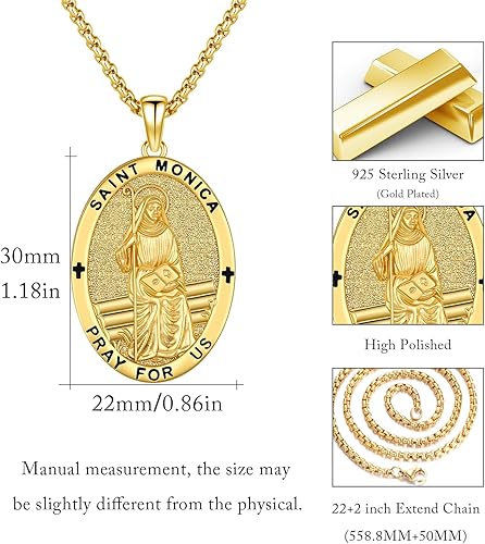 Vista 251 de Collar con colgante de plata de ley 925 con medalla de San Patrón, joyería religiosa para hombres y mujeres, con cadena de acero inoxidable 316L