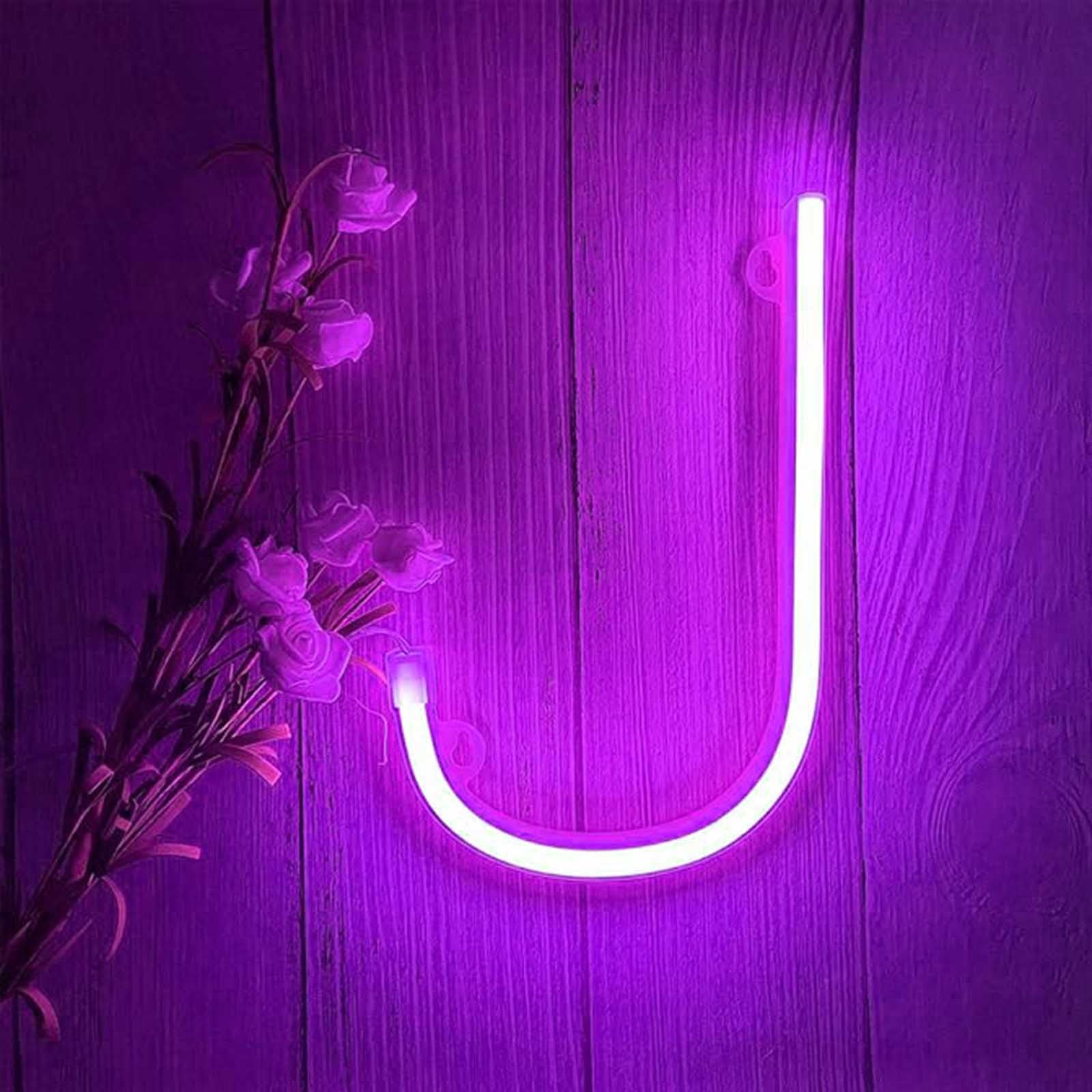 Purple Neon Light for Room Decor - USB & Battery Operated Custom Letters Ideal for Birthday Parties Home Bar Signs Photography Props and Gaming Setups（Letters J） — image 1