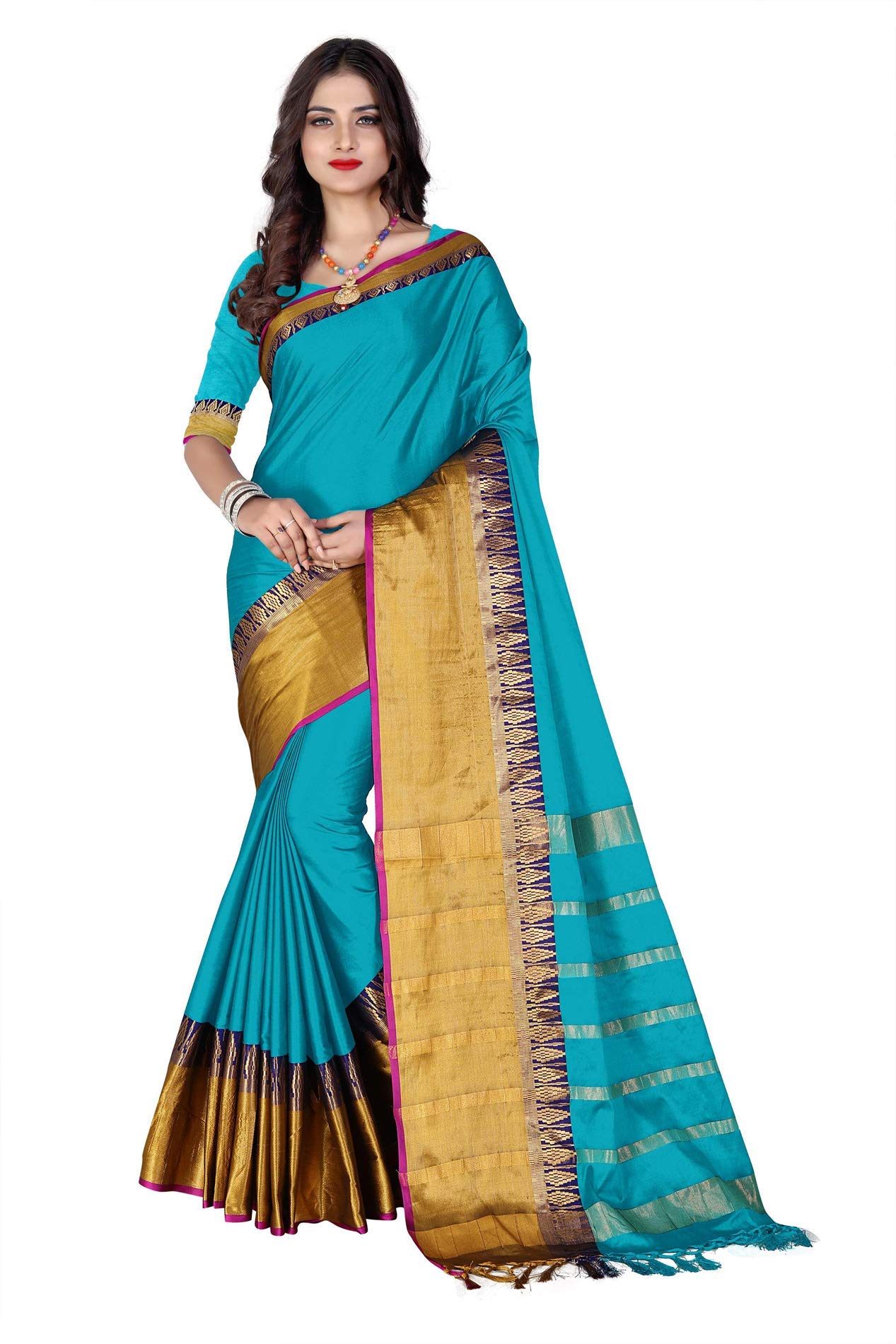 RIVAN FASHIONCOTTAN SILK SAREE. •|FIROZI|•