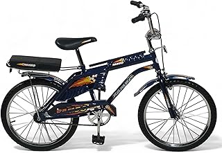 دراجة أطفال رامبو خفيفة الوزن وسهلة الحمل ومزودة بمقعد مزدوج يشمل مقعد راكب خلفي وإطار فولاذي متين وجرس أمامي وفرامل قوية ومسند ودواسات مقاومة للانزلاق من البدر، 50.8 سم