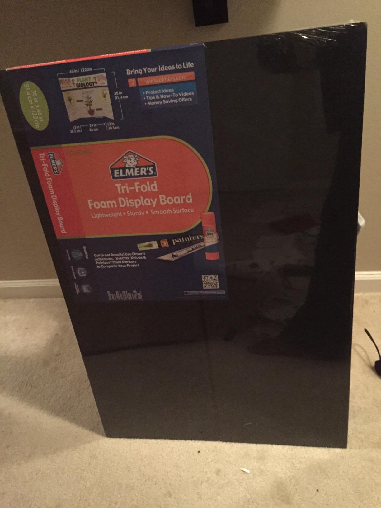 Elmer's TriFold Premium Foam Display Board, Black, 36x48