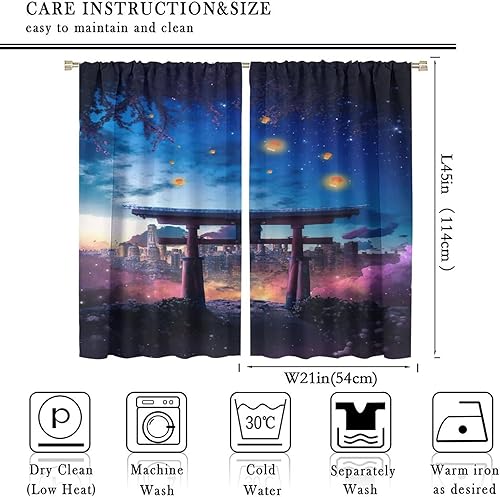Miniatura 2 de Cortinas opacas con temática japonesa para sala de estar, cortinas de noche de ciudad moderna con aislamiento térmico y reducción de ruido, 2