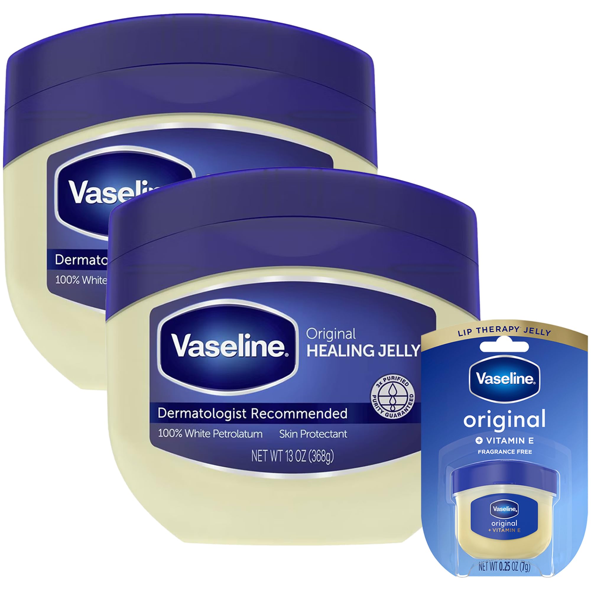 Vaseline Petroleum Jelly Value-Size 2-Pack – Dermatologist Recommended Skin Protectant, Healing Ointment for Beauty & Personal Care, 13 Oz Ea