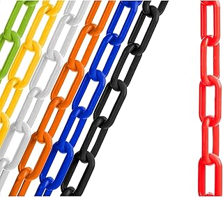 US Weight (Made in USA) 2" x 25' Red Plastic Safety Chain ft. SunShield UV Resistant Technology