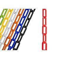 Vista 10 de US Weight (Fabricado en Estados Unidos) Cadena de seguridad de plástico blanco de 2 pulgadas x 100 pies. Tecnología resistente a los rayos UV