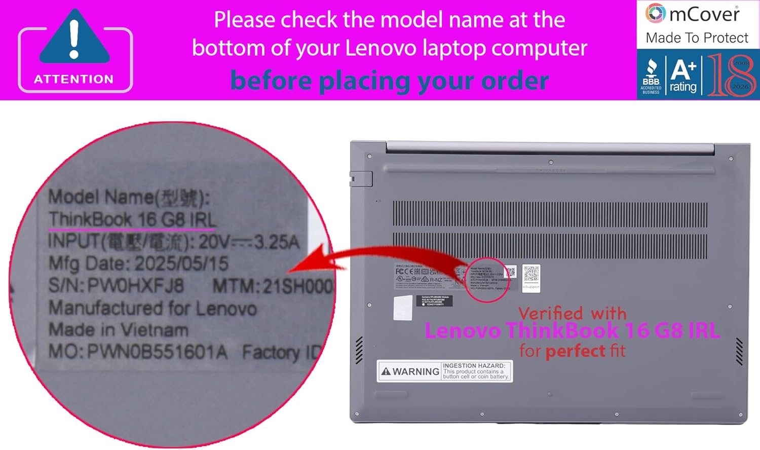 mCover Case ONLY Compatible for 2023-2026 16" Lenovo ThinkBook 16 G6 / G7 / G8 / G9 Series Windows Notebook PC(NOT Fitting Any Other Lenovo Models)- Orange