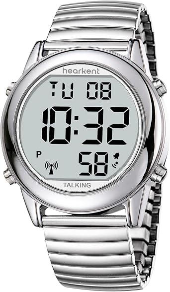 Large Digital Talking Watch English Speaking for The Blind, Elderly or Visually impaired Receives US Signals Automatic Time and Date Correction Big Numbers Easy to See Loud and Clear-Hearkent-2117M