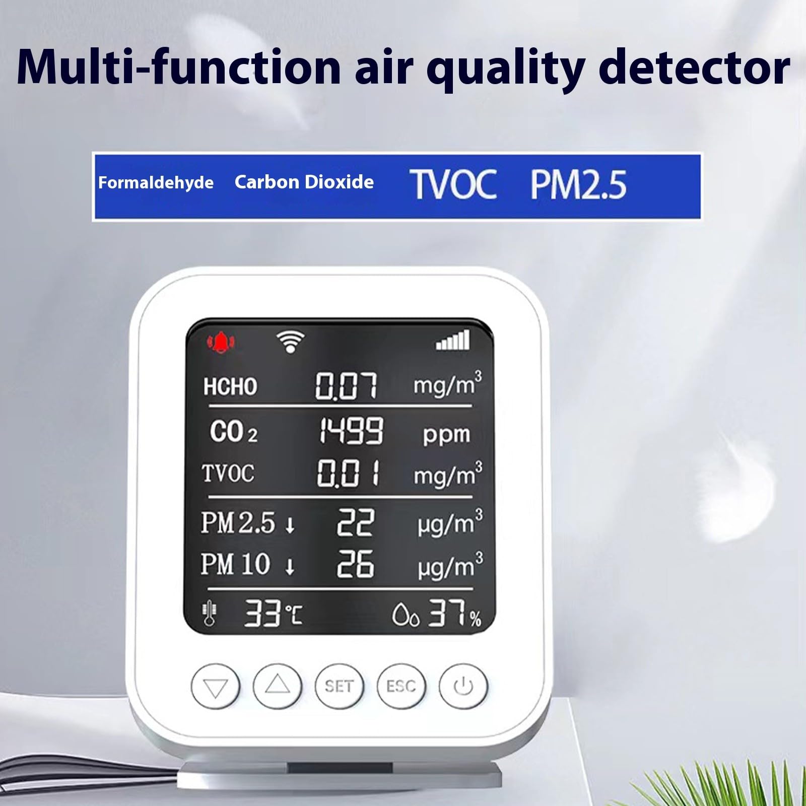 Indoor Air Monitor PM2.5 Formaldehyd Detektoren mit Temperatur für Zuhause Easy Carry Formaldehyd TVOC Detektoren