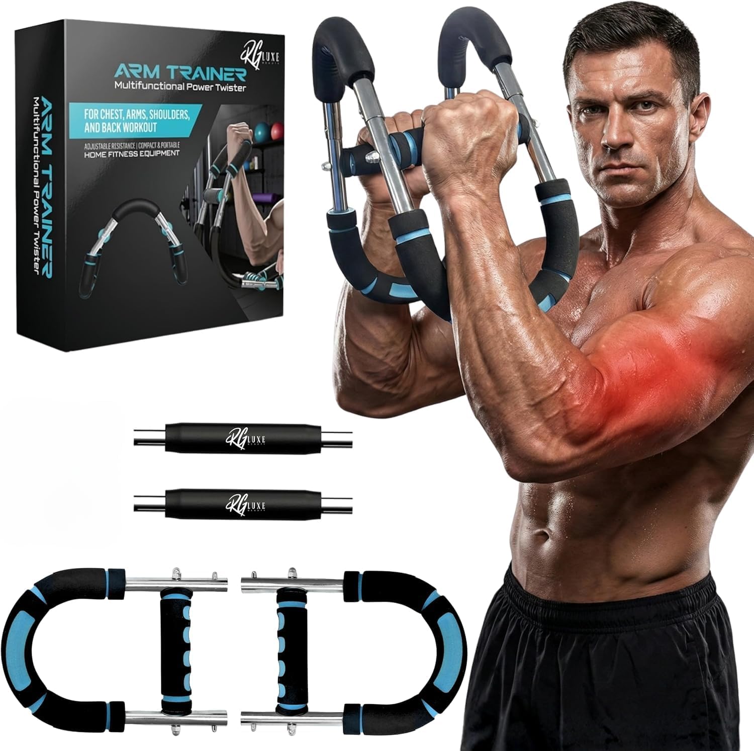 Ultimate Twister Arm Trainer for Men & Women, 5-Level Portable Chest and arm Trainer (40–130 lbs), 27° Ergonomic Arm Workout Equipment, Adjustable Chest Machine Home Gym & Travel Fitness Tool